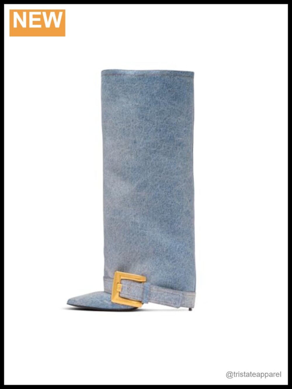 Fold Over Knee High Wide Calf Stiletto Heel Boots Women